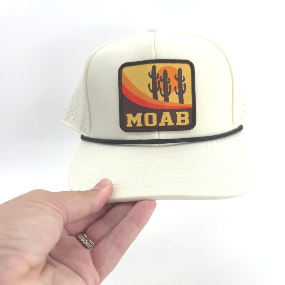 The Game Moab Trucker Hat Mens OSFA Ivory Perforated‎ Rope Snapback G205R